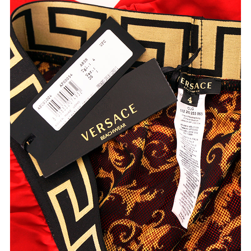 3/4/5/6/7/8 NEW $375 VERSACE Men's Red BAROCCO FLORAL PRINT MESH LINING SWIM SHORTS