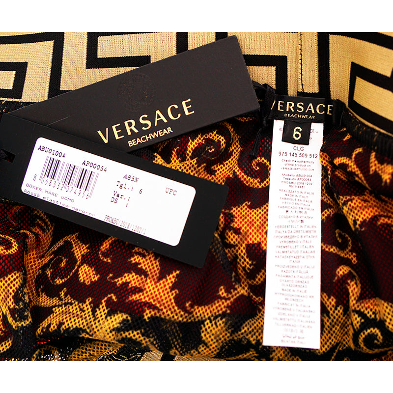 3 & 7 NEW $375 VERSACE Men's Red BAROCCO FLORAL PRINT MESH LINING SWIM SHORTS