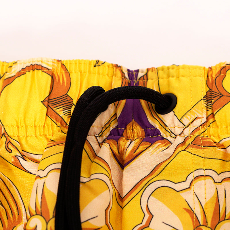 5/6 US L/XL NEW $575 VERSACE Men's Orange Yellow BAROCCO GODDESS PRINT SWIM SHORTS