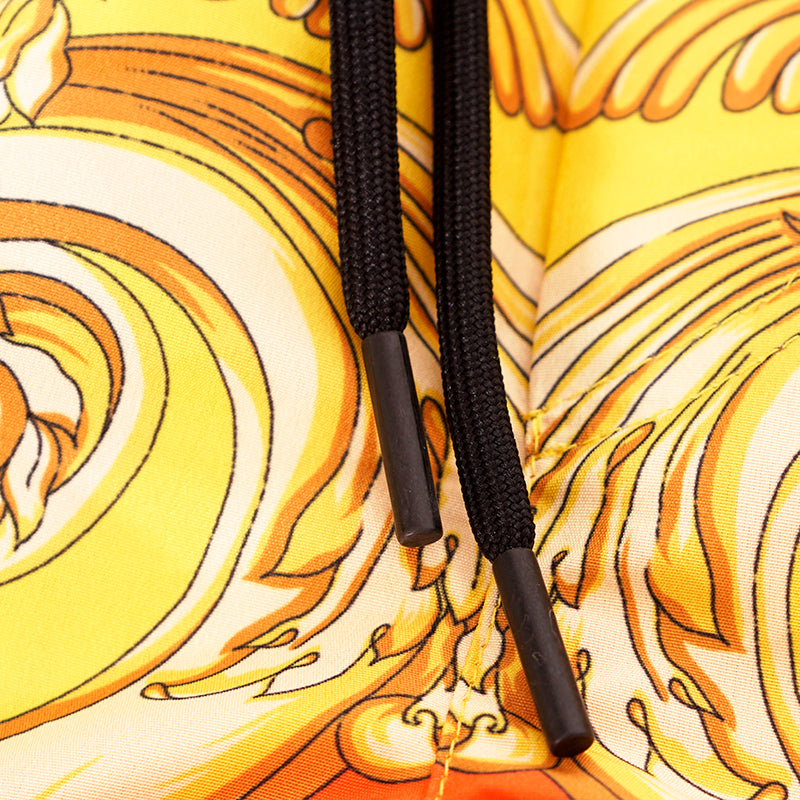 5/6 US L/XL NEW $575 VERSACE Men's Orange Yellow BAROCCO GODDESS PRINT SWIM SHORTS