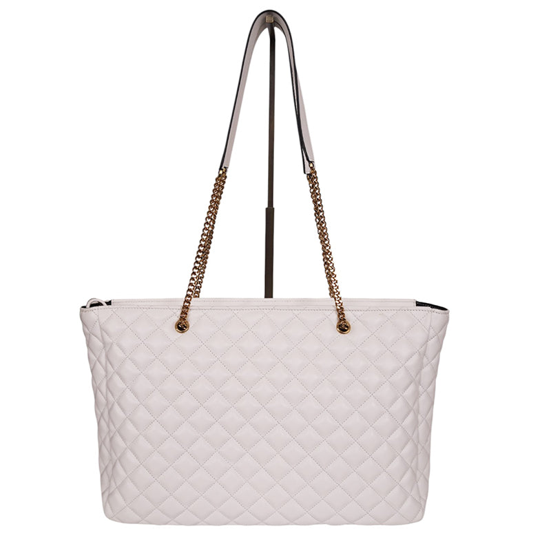 NEW $1800 VERSACE TRIBUTE White Quilted Lamb Leather GOLD MEDUSA HEAD Tote BAG