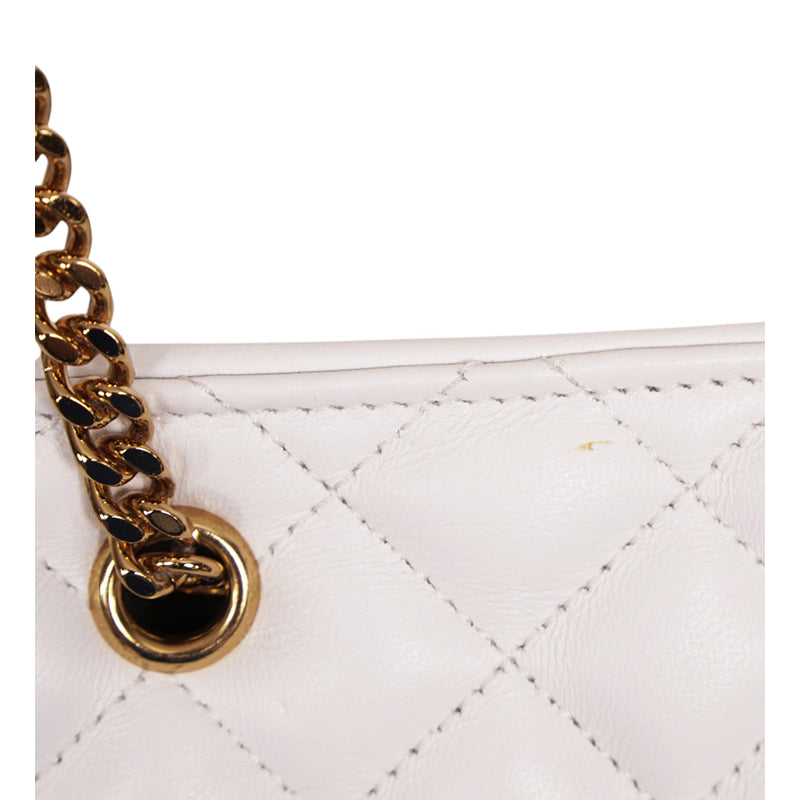 NEW $1800 VERSACE TRIBUTE White Quilted Lamb Leather GOLD MEDUSA HEAD Tote BAG