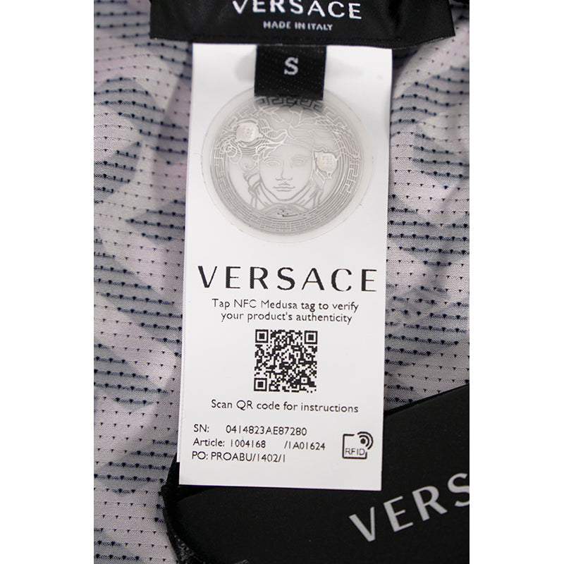 XXS/S NEW $395 VERSACE Black Jersey PINK LA GRECA Fitted Logo Tee SPORTY T-SHIRT TOP