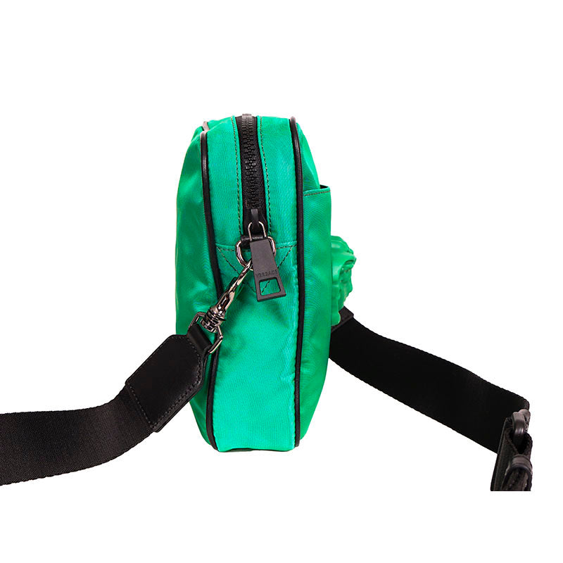 NEW $1100 VERSACE Men's Green Nylon LA MEDUSA LOGO Crossbody Messenger BAG NWT
