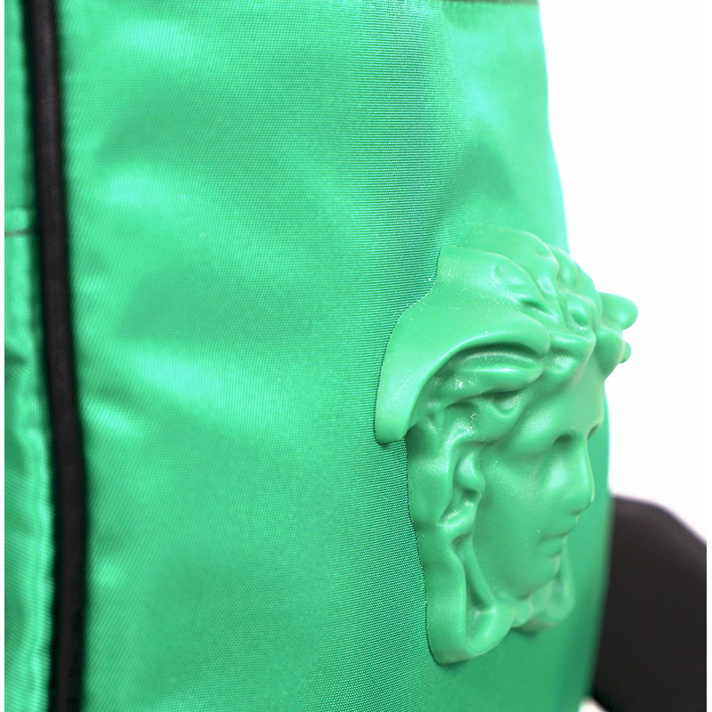 NEW $1100 VERSACE Men's Green Nylon LA MEDUSA LOGO Crossbody Messenger BAG NWT