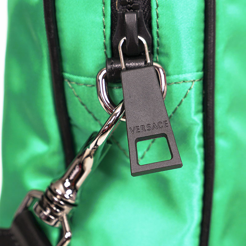 NEW $1100 VERSACE Men's Green Nylon LA MEDUSA LOGO Crossbody Messenger BAG NWT