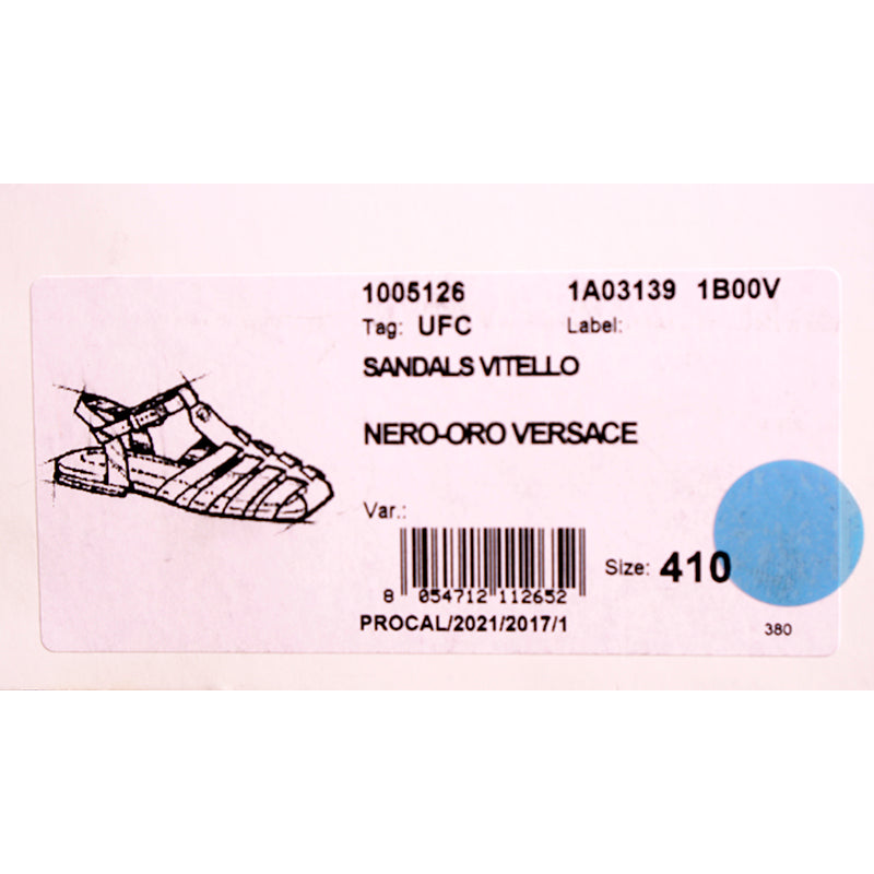 41 & 46 NEW $925 VERSACE Men Black Leather FISHERMAN SANDALS MEDUSA STUD Accent