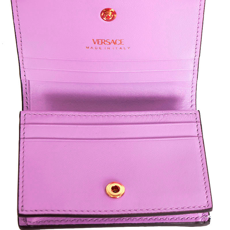 NEW $525 VERSACE Blue Leather LA MEDUSA LOGO Bifold Small COMPACT WALLET NIB