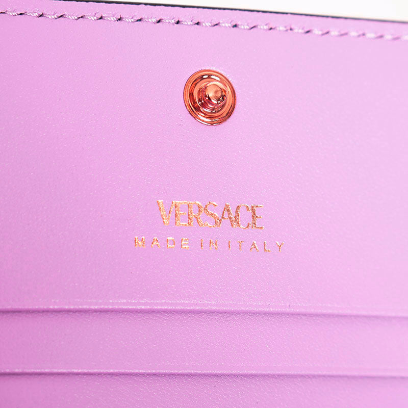 NEW $525 VERSACE Blue Leather LA MEDUSA LOGO Bifold Small COMPACT WALLET NIB