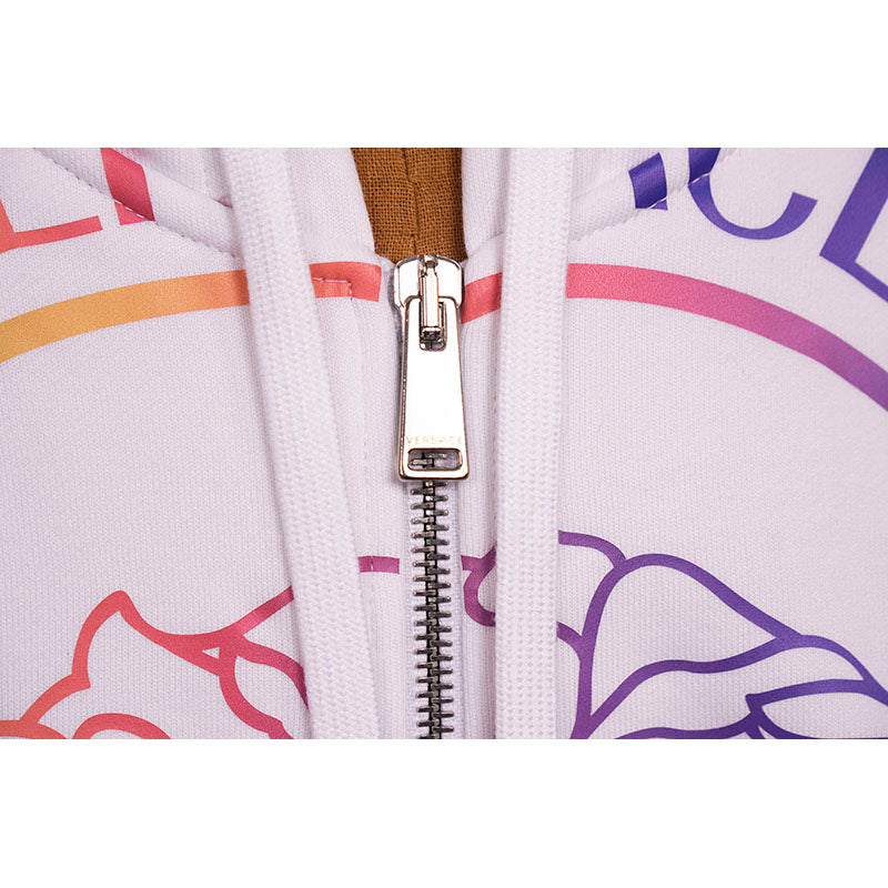 sz XL NEW $1625 VERSACE Men's White NEON RAINBOW MEDUSA Hoodie SWEATSHIRT JACKET