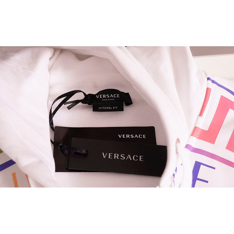 sz XL NEW $1625 VERSACE Men's White NEON RAINBOW MEDUSA Hoodie SWEATSHIRT JACKET
