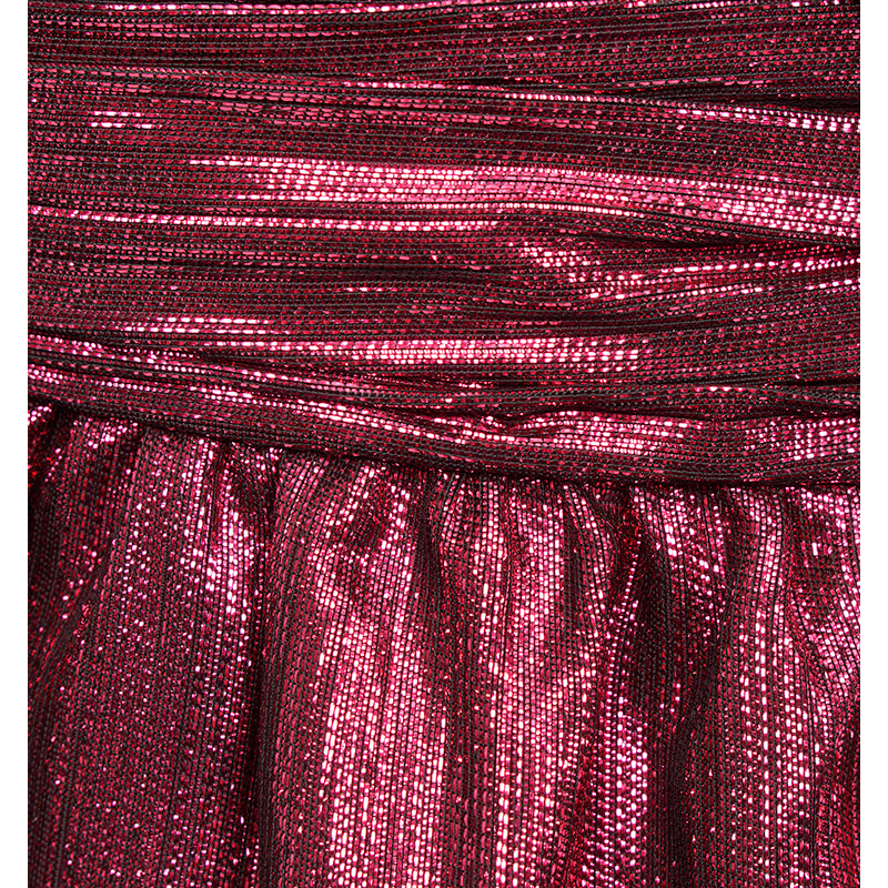 36 NEW $3290 SAINT LAURENT Fuchsia Pink LAME ONE SHOULDER MINI Cocktail DRESS XS