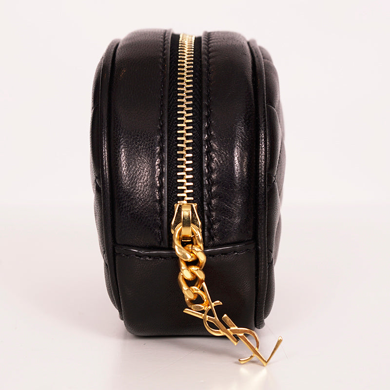 NEW $575 SAINT LAURENT Black Quilted Lambskin Leather LOLITA Cosmetic POUCH BAG