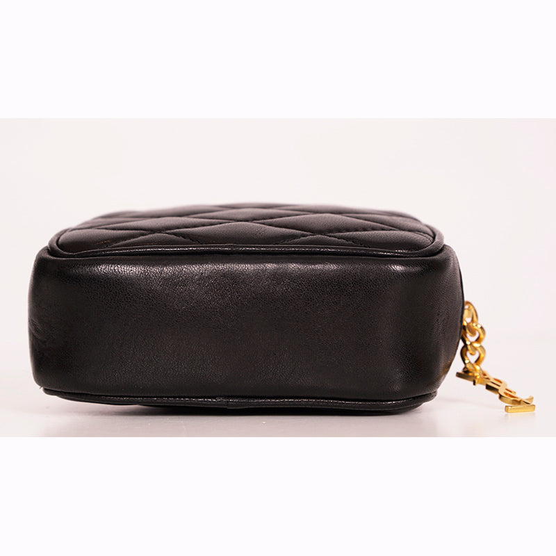 NEW $575 SAINT LAURENT Black Quilted Lambskin Leather LOLITA Cosmetic POUCH BAG