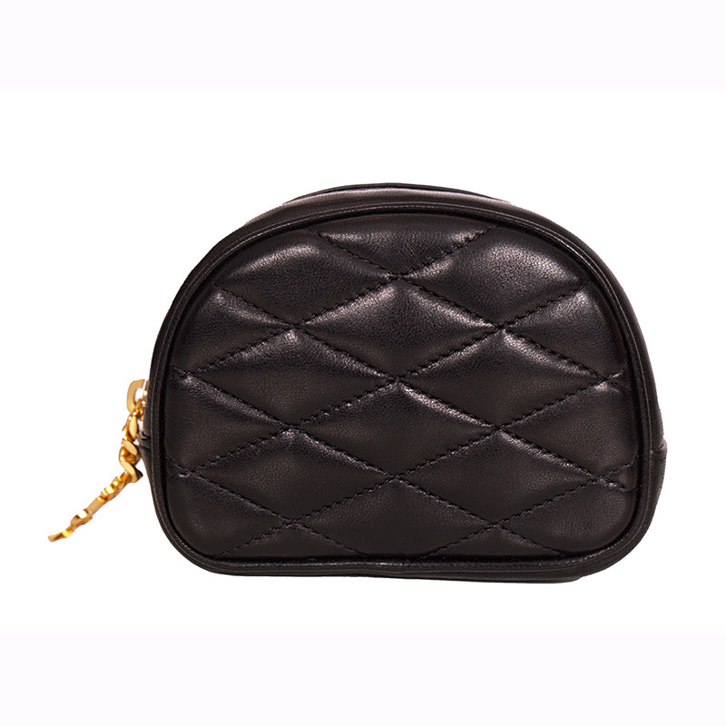 NEW $575 SAINT LAURENT Black Quilted Lambskin Leather LOLITA Cosmetic POUCH BAG