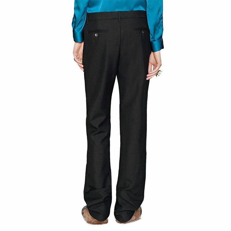 38 NEW $900 GUCCI RUNWAY Black Wool Mohair Rigid Texture CLASSIC TROUSER PANTS