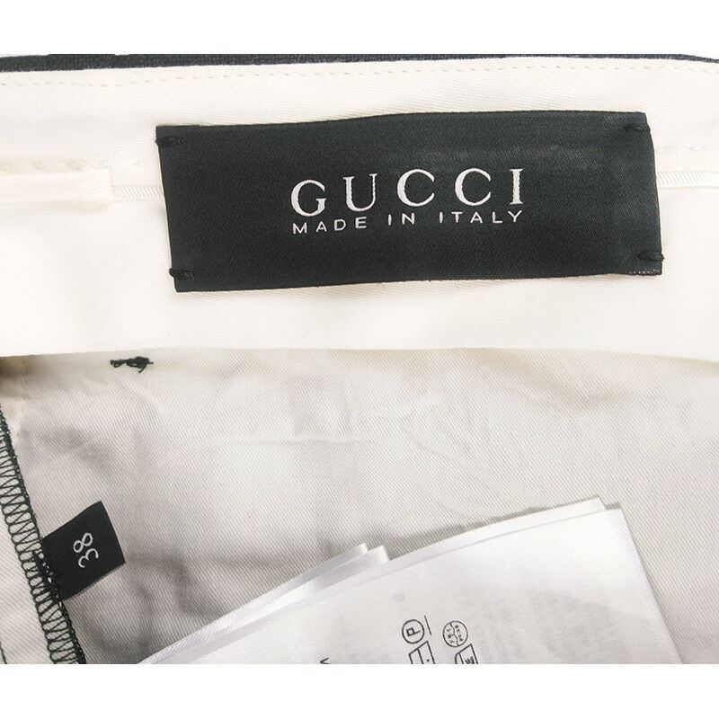 38 NEW $900 GUCCI RUNWAY Black Wool Mohair Rigid Texture CLASSIC TROUSER PANTS
