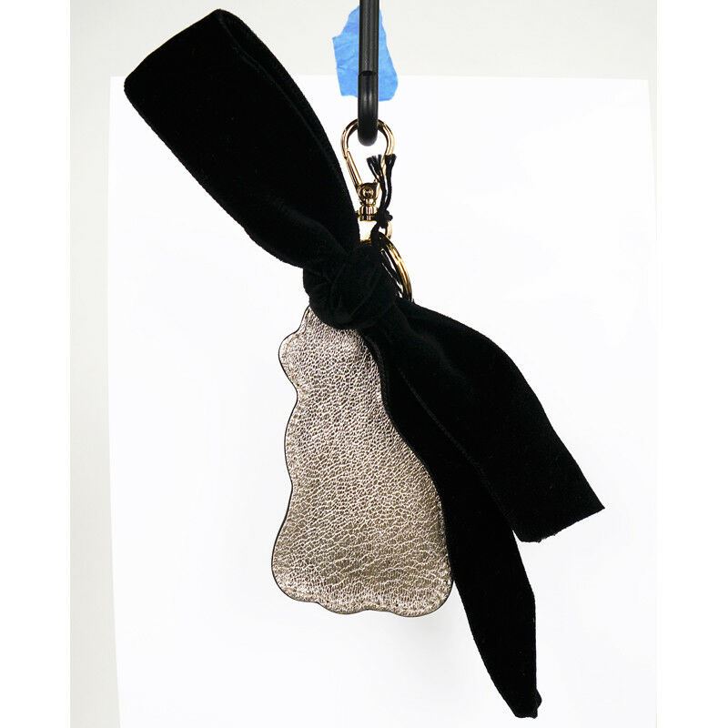 NEW $525 MIU MIU Beaded Embellished DEER & Black Velvet BOW Bag KEYCHAIN TRICK