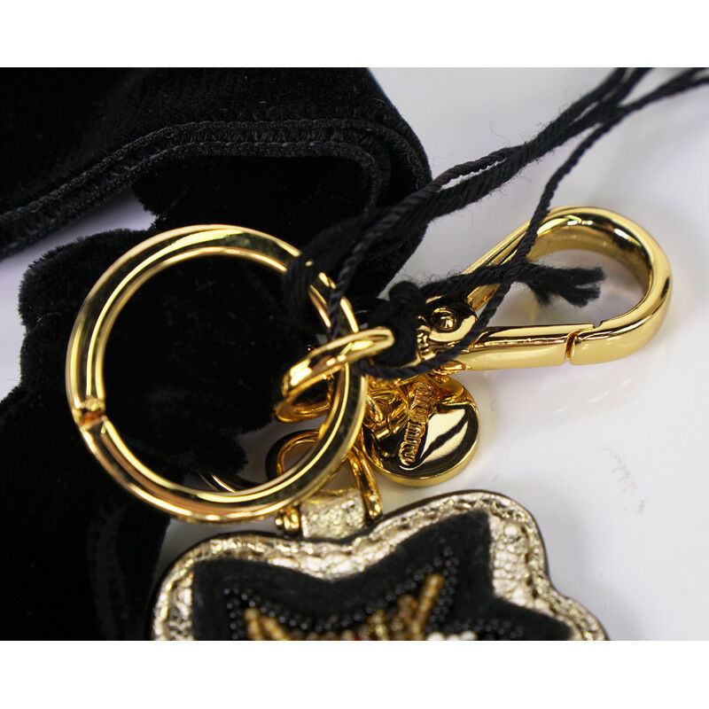 NEW $525 MIU MIU Beaded Embellished DEER & Black Velvet BOW Bag KEYCHAIN TRICK