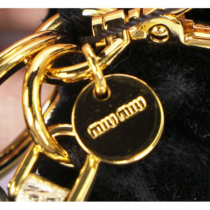 NEW $525 MIU MIU Beaded Embellished DEER & Black Velvet BOW Bag KEYCHAIN TRICK