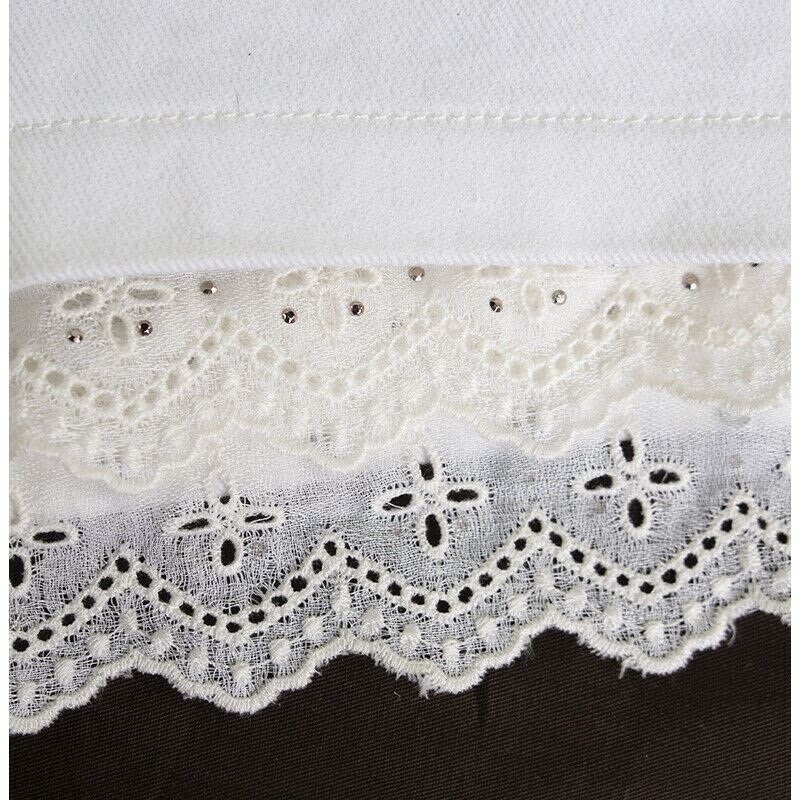 sz 42 S NEW $422 ROBERTO CAVALLI Ivory Cotton LACE TRIM Low Rise FLIRTY SHORTS
