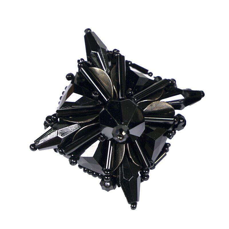 NEW $495 PRADA Black Gunmetal BEADED & METAL GOTHIC Bold CLIP EARRINGS w/ BOX!