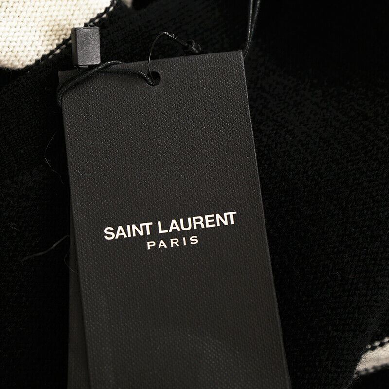 sz XS NEW $1,990 SAINT LAURENT Black White 100% CASHMERE Knit CARDIGAN SWEATER