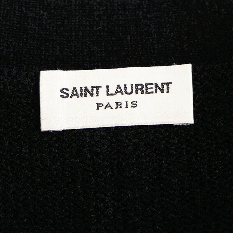 sz XS NEW $1,990 SAINT LAURENT Black White 100% CASHMERE Knit CARDIGAN SWEATER
