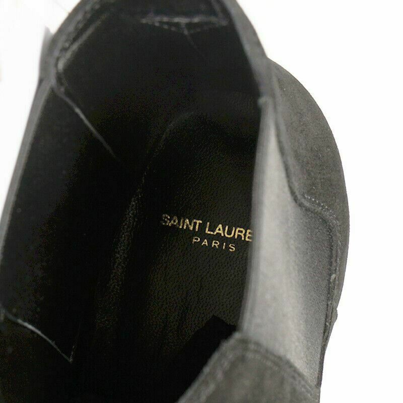 SZ 43.5 NEW $845 SAINT LAURENT Black Suede ORAN CHELSEA Rubber BOOTS