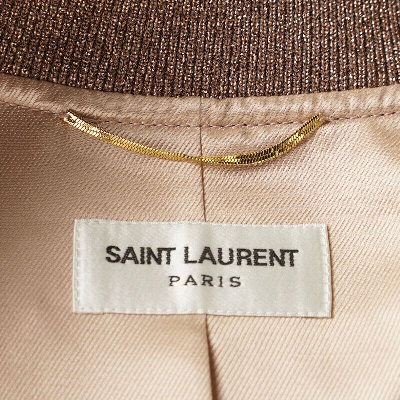 sz 42 NEW $2,790 SAINT LAURENT Blush Pink SATIN SEQUIN LOVE Patch BOMBER JACKET