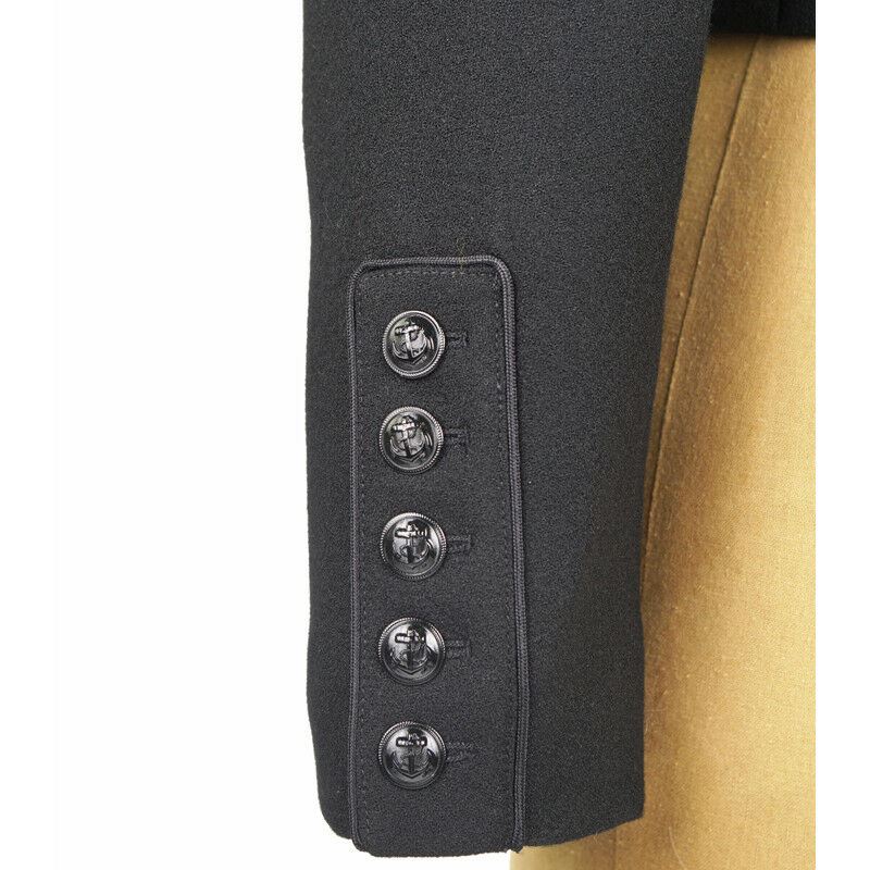 sz 42 NEW $3,990 SAINT LAURENT Black 100% Wool MILITARY OFFICER Blazer JACKET S