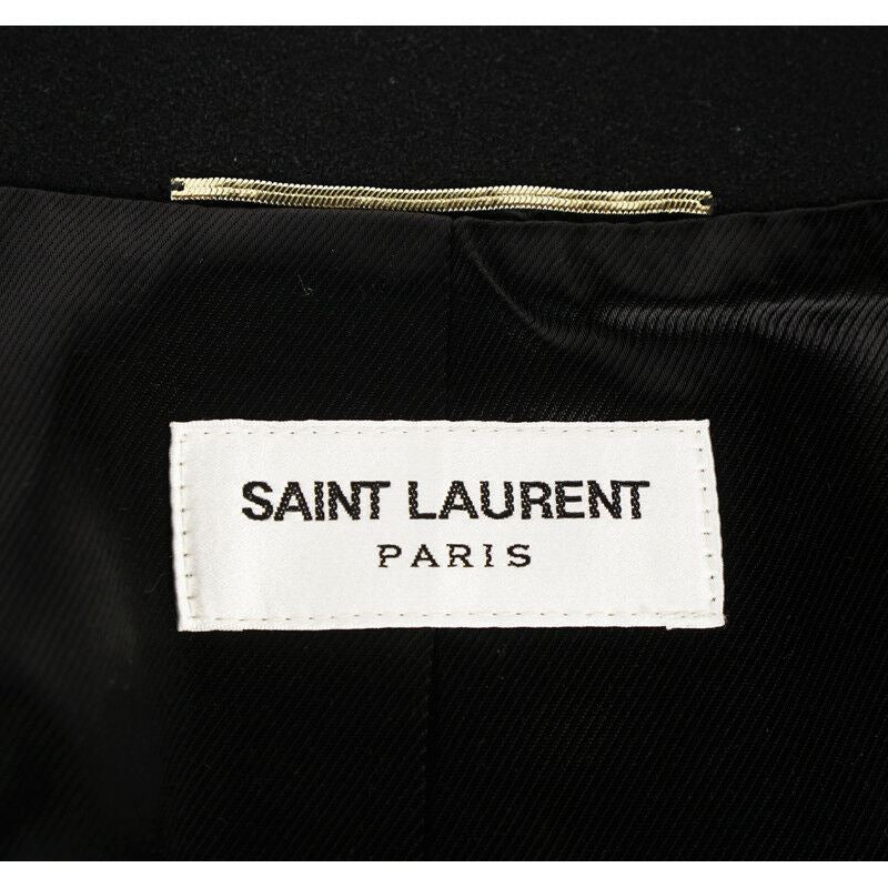 sz 42 NEW $3,990 SAINT LAURENT Black 100% Wool MILITARY OFFICER Blazer JACKET S