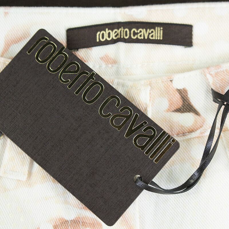 38 & 40 NEW $1155 ROBERTO CAVALLI Pink FLORAL POLKA DOT Skinny Spring JEANS PANTS XS