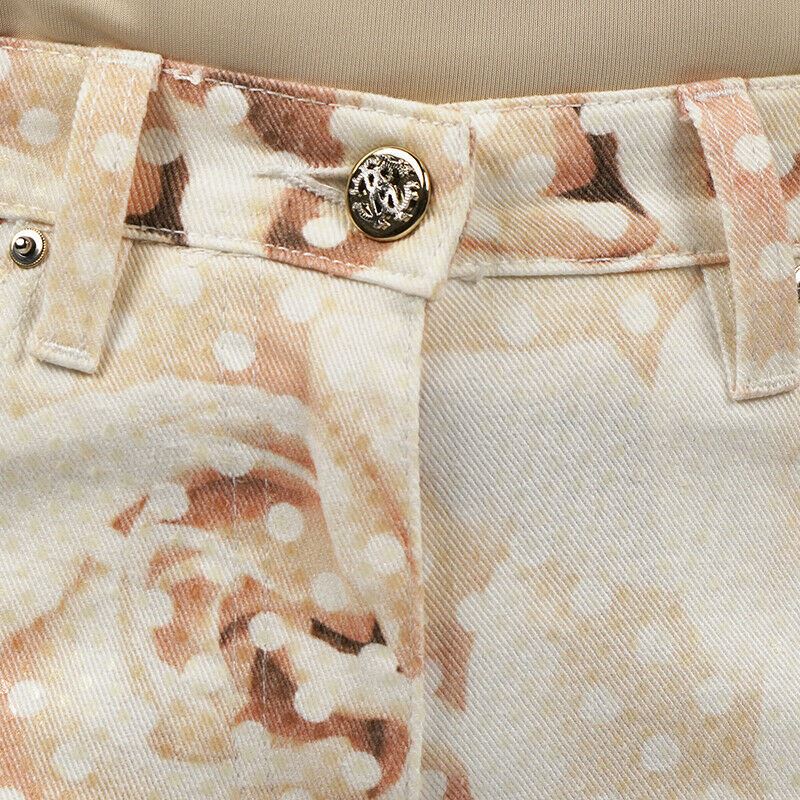 38 & 40 NEW $1155 ROBERTO CAVALLI Pink FLORAL POLKA DOT Skinny Spring JEANS PANTS XS