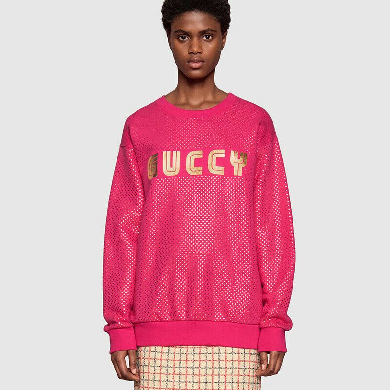sz XS NEW $1300 GUCCI Pink GOLD GUCCY SEGA Print Stars Womans SWEATSHIRT TOP NWT