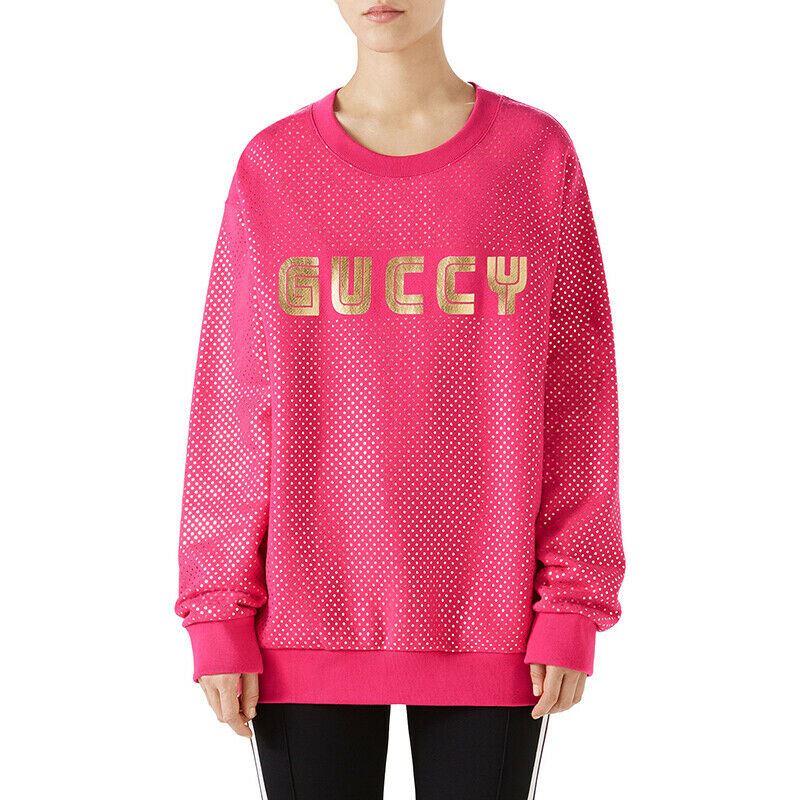 sz XS NEW $1300 GUCCI Pink GOLD GUCCY SEGA Print Stars Womans SWEATSHIRT TOP NWT