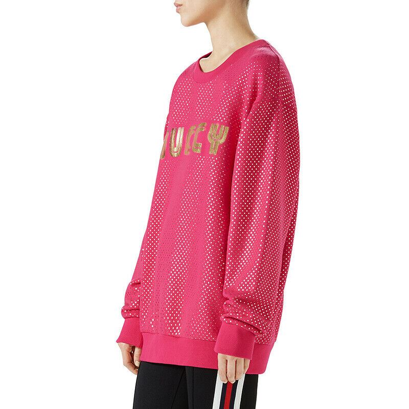 sz XS NEW $1300 GUCCI Pink GOLD GUCCY SEGA Print Stars Womans SWEATSHIRT TOP NWT