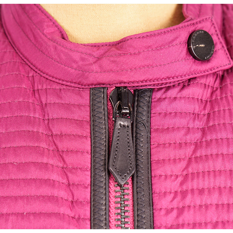 sz M NEW $1095 BURBERRY LONDON Magenta PEPLUM Ribbed Quilted Sedgeford JACKET