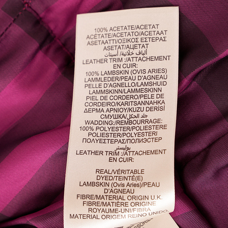 sz M NEW $1095 BURBERRY LONDON Magenta PEPLUM Ribbed Quilted Sedgeford JACKET