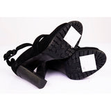 36 NEW $695 BURBERRY Black Perforated Suede T-STRAP HIGH CHUNKY HEELS SANDALS 6
