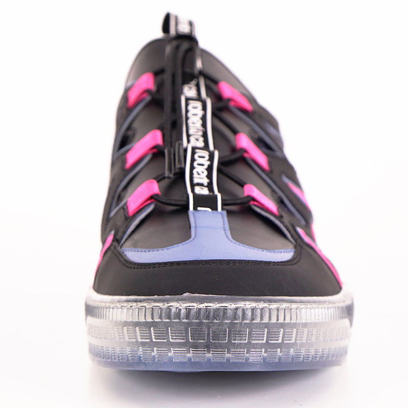 43 US 9 NEW $500 ROBERTO CAVALLI Mens Black Blue Pink MODERN Low Top SNEAKERS