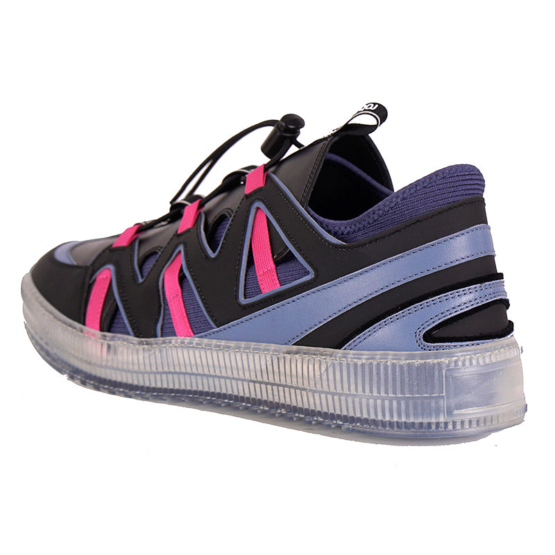 43 US 9 NEW $500 ROBERTO CAVALLI Mens Black Blue Pink MODERN Low Top SNEAKERS