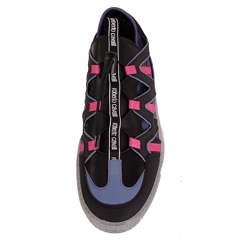 43 US 9 NEW $500 ROBERTO CAVALLI Mens Black Blue Pink MODERN Low Top SNEAKERS