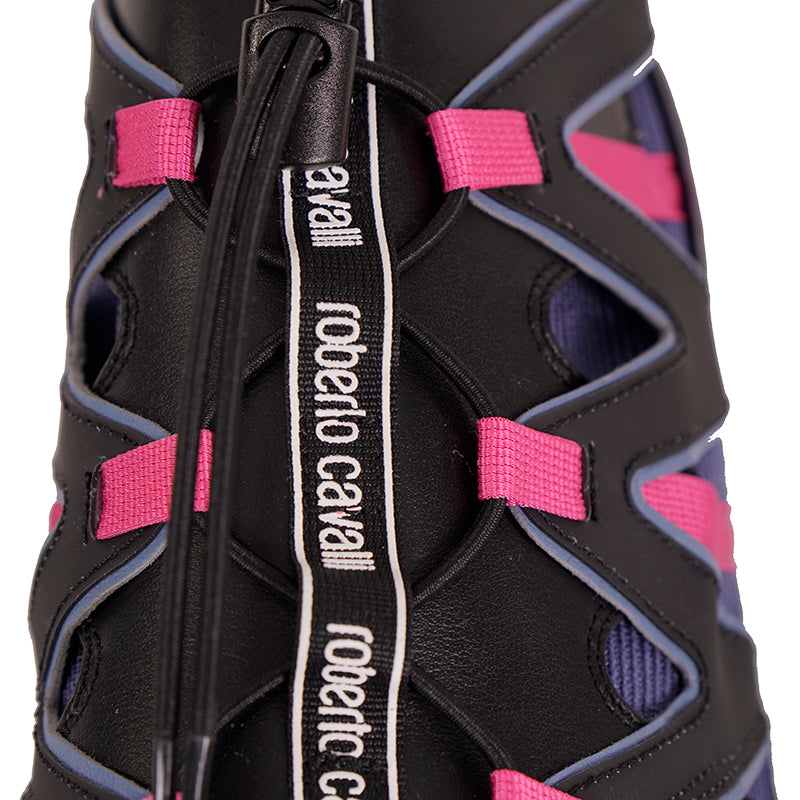 43 US 9 NEW $500 ROBERTO CAVALLI Mens Black Blue Pink MODERN Low Top SNEAKERS