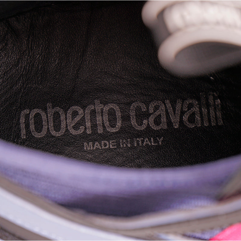 43 US 9 NEW $500 ROBERTO CAVALLI Mens Black Blue Pink MODERN Low Top SNEAKERS