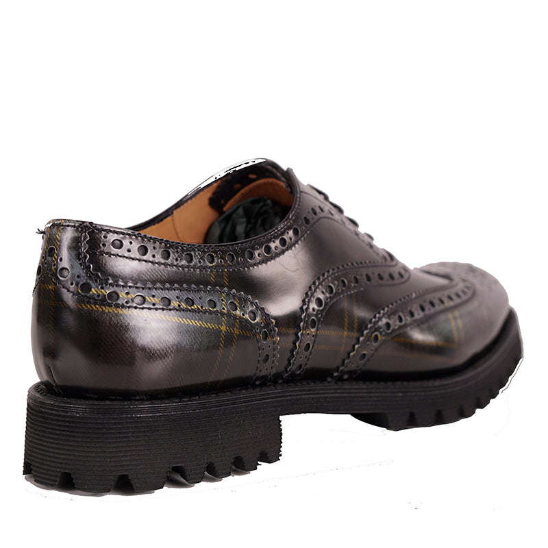 39.5 NEW $925 CHURCH'S Woman's Gray Green POLISHED TARTEN PLAID Leather OXFORDS