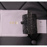 NEW $1,050 CHRISTIAN DIOR RUNWAY Double Buckle Black LEATHER CUFF BRACELET NWT