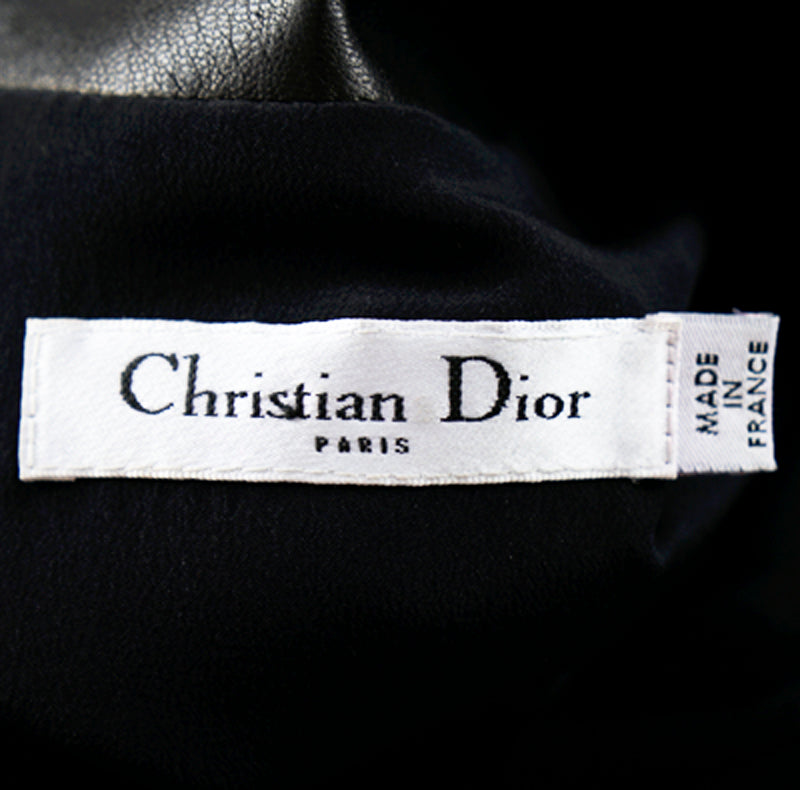 sz 38 NEW $5700 CHRISTIAN DIOR Runway Black LEATHER Bubble MINI DRESS w/ POCKETS