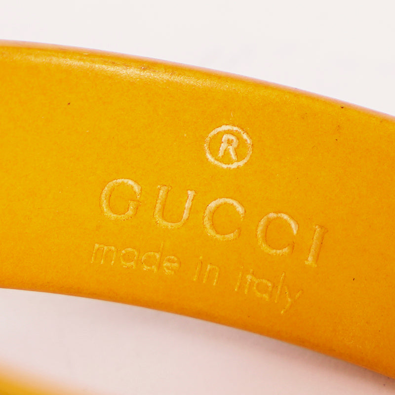 S NEW $520 GUCCI RUNWAY Aged Yellow CHINESE DRAGON Carved Resin Bangle BRACELET