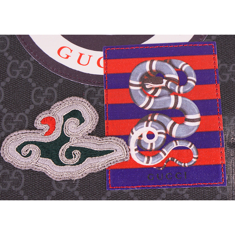 NEW $1,225 GUCCI Black NIGHT COURRIER Supreme Canvas Logo Clutch Wristlet BAG